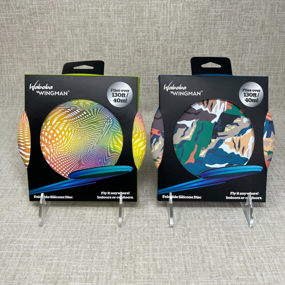 Set of 2 Waboba Wingman Silicone Foldable Disc Fly it Anywhere! Fly over 130 ft
